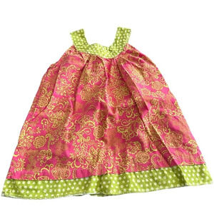 Beary Basics girls size 2T sleeveless pink and green paisley dress